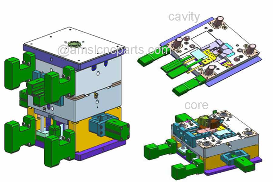 Injection mold 3D model for FOT (First Article Testing) in tool and die manufacturing